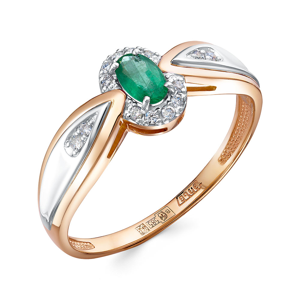 Кольцо из золота с камнем Бриллиант, Изумруд фото, цены