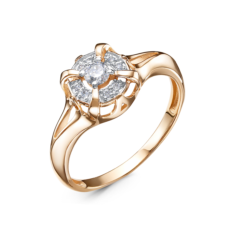 Кольцо из золота с камнем Фианит фото, цены