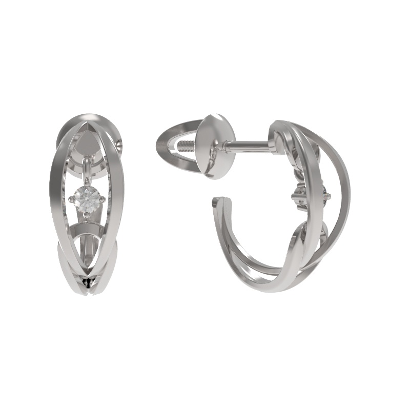 Пуссеты из серебра с камнем Фианит фото, цены