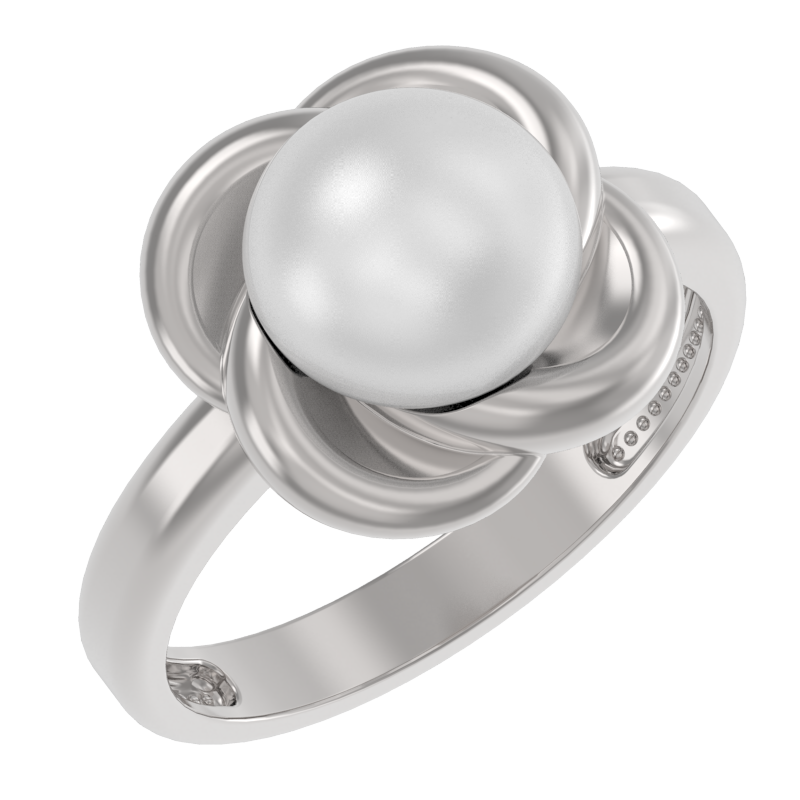 Кольцо из серебра с камнем Жемчуг фото, цены