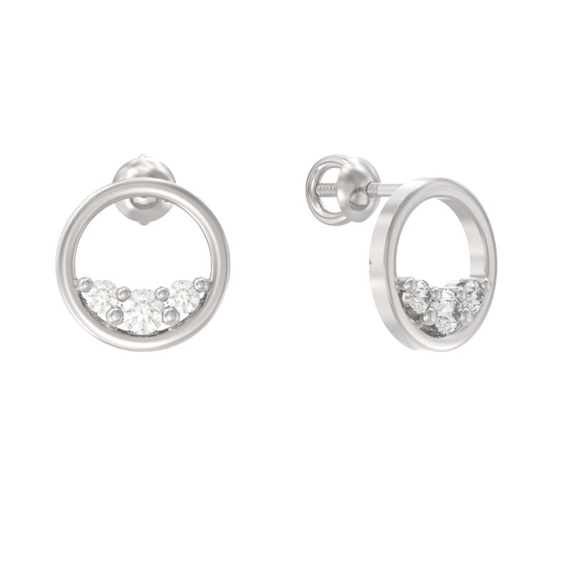 Пуссеты из серебра с камнем Фианит фото, цены