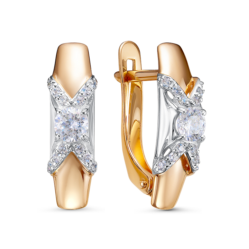 Серьги из золота с камнем Фианит фото, цены