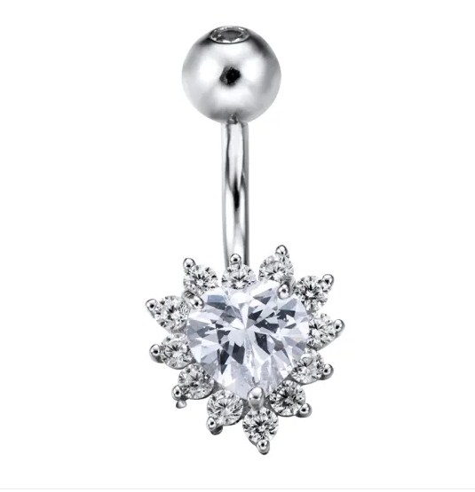 Пирсинг из серебра с камнем Циркон фото, цены