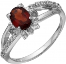 Кольцо из серебра с камнем Гранат, Циркон фото, цены