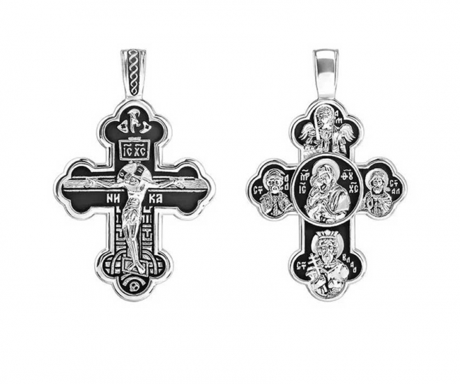 Крест из серебра с камнем вставками эмали фото, цены