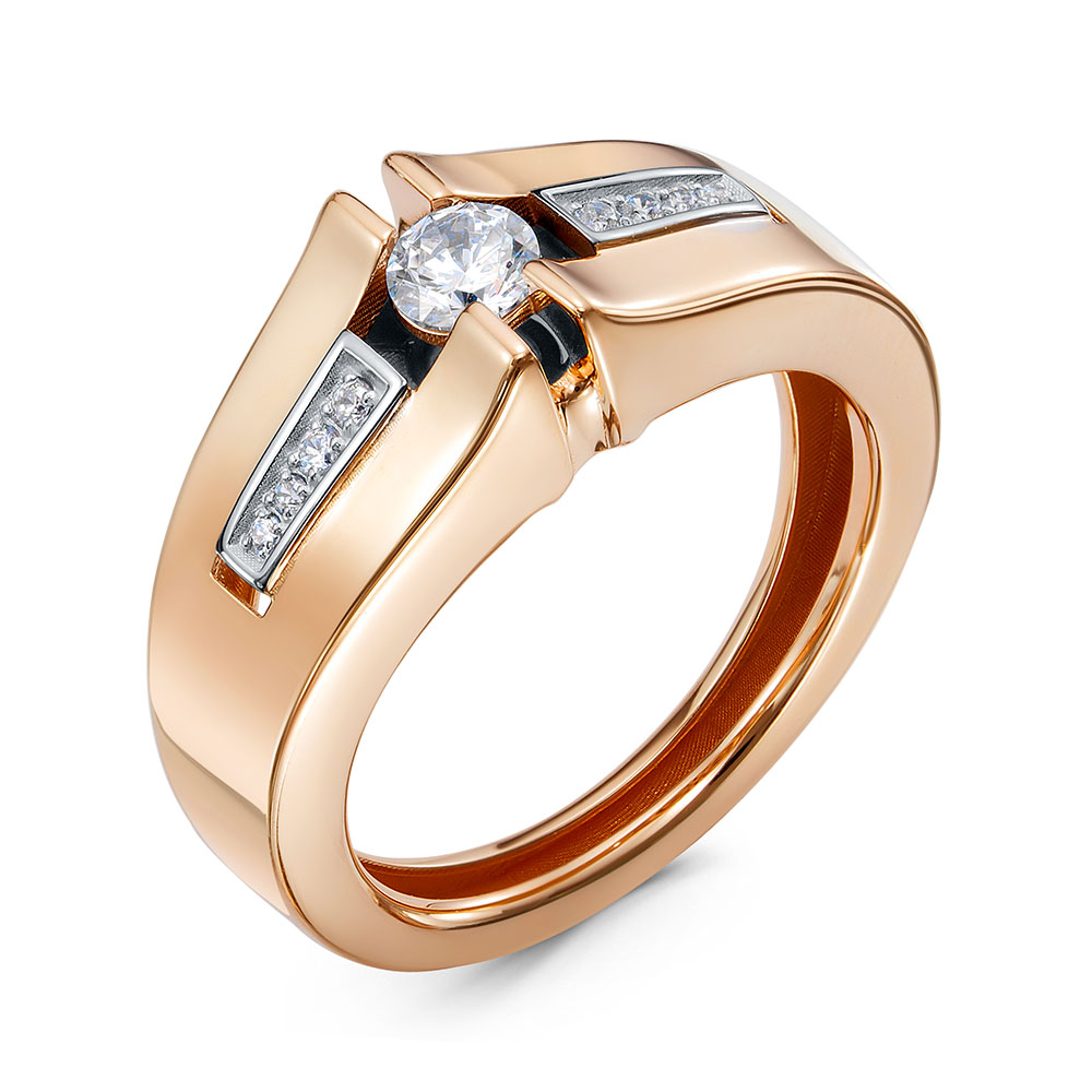 Кольцо из золота с камнем Фианит, Оникс,  фото, цены