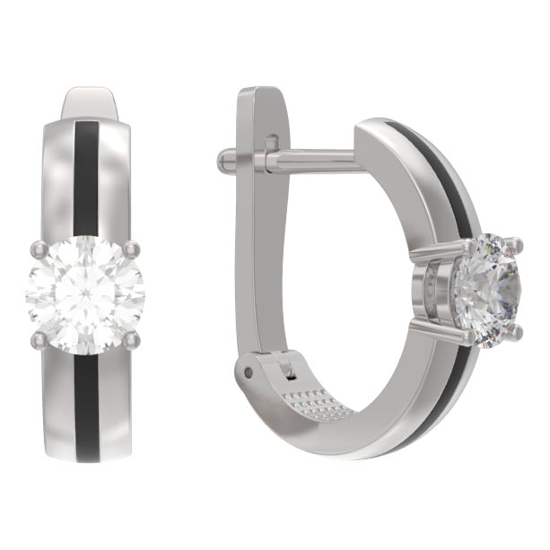 Серьги из серебра с камнем Фианит фото, цены