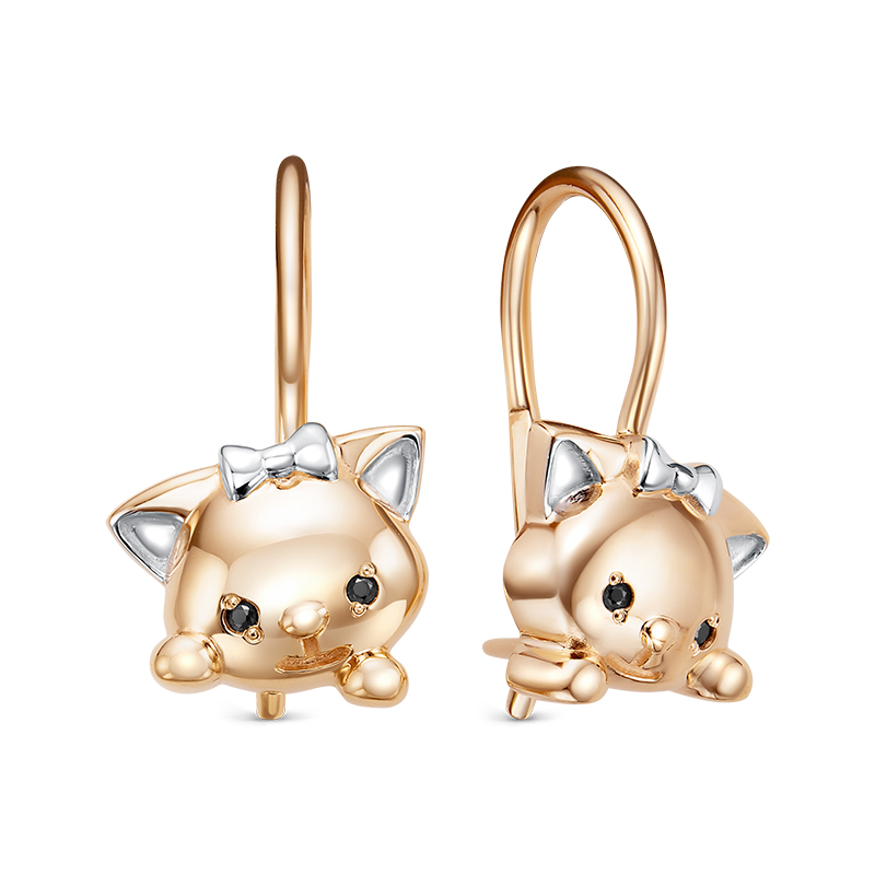 Серьги из золота с камнем Фианит фото, цены