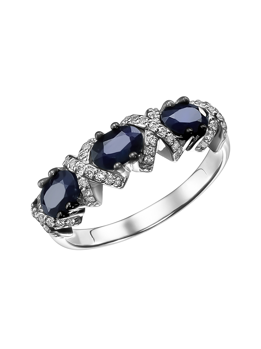 Кольцо из серебра с камнем Фианит, Сапфир фото, цены