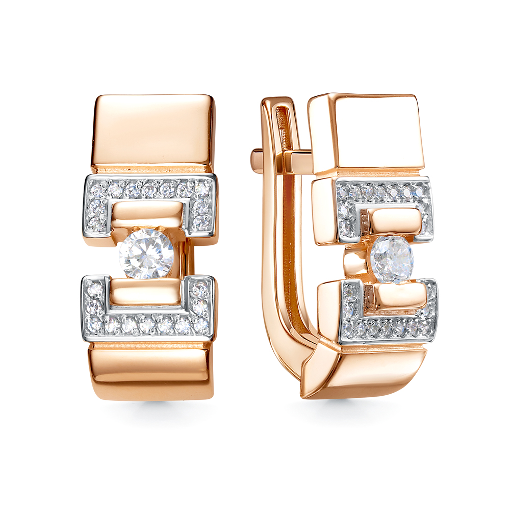 Серьги из золота с камнем Фианит фото, цены