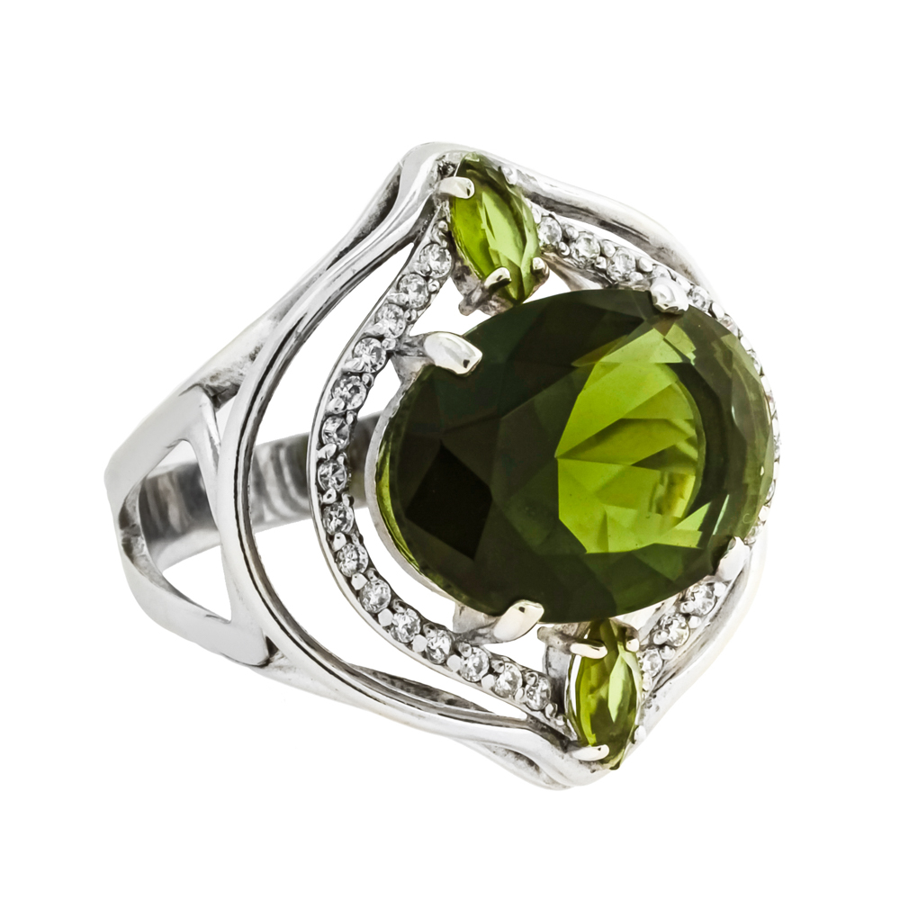 Кольцо из серебра с камнем Фианит, Опал фото, цены