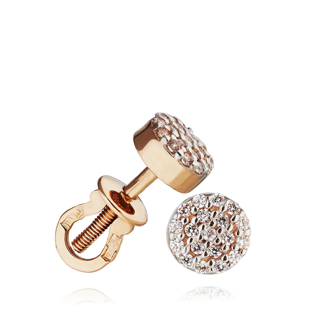 Пуссеты из золота с камнем Фианит фото, цены