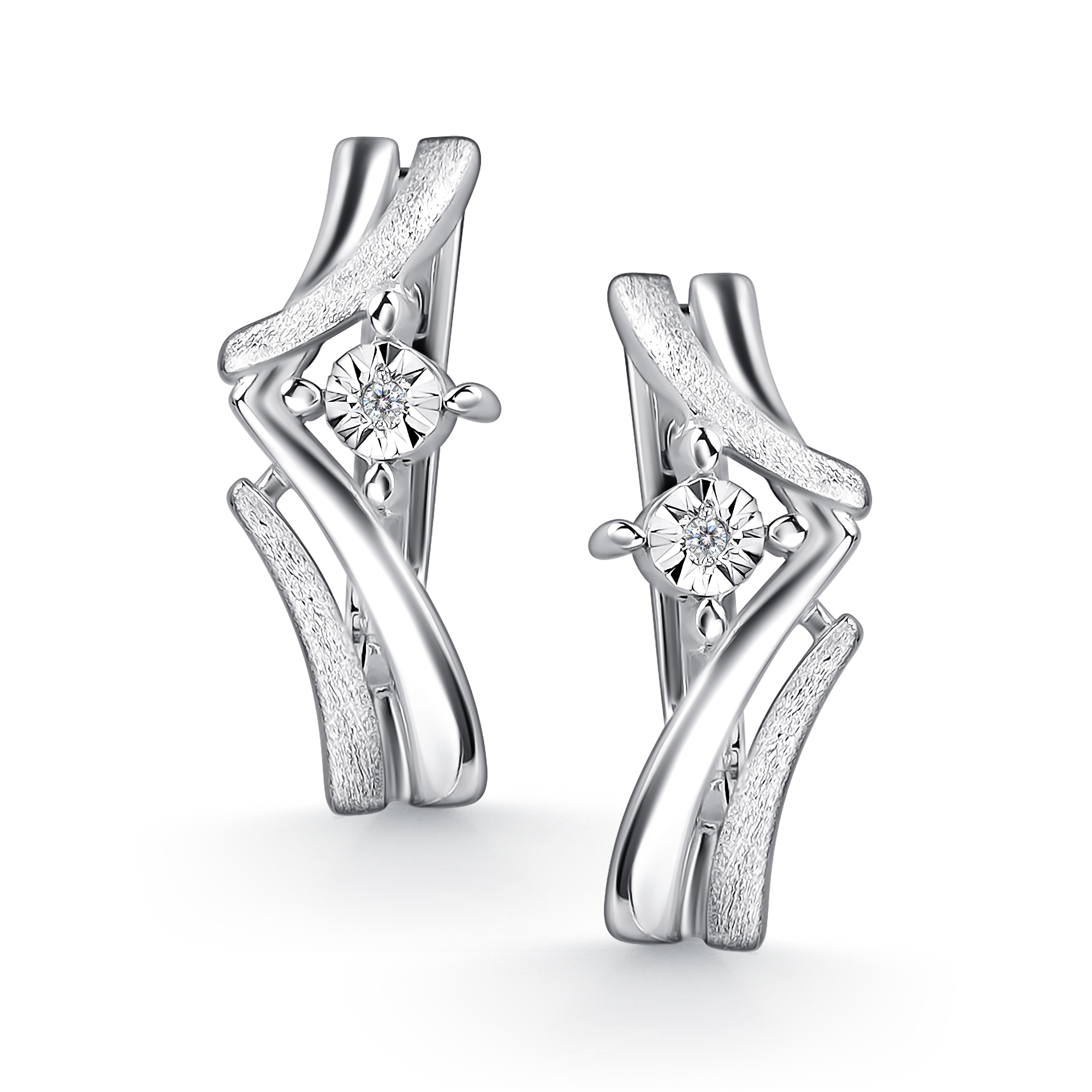 Серьги из серебра с камнем Бриллиант фото, цены