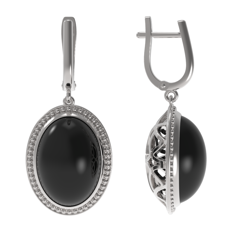 Серьги из серебра с камнем Агат фото, цены