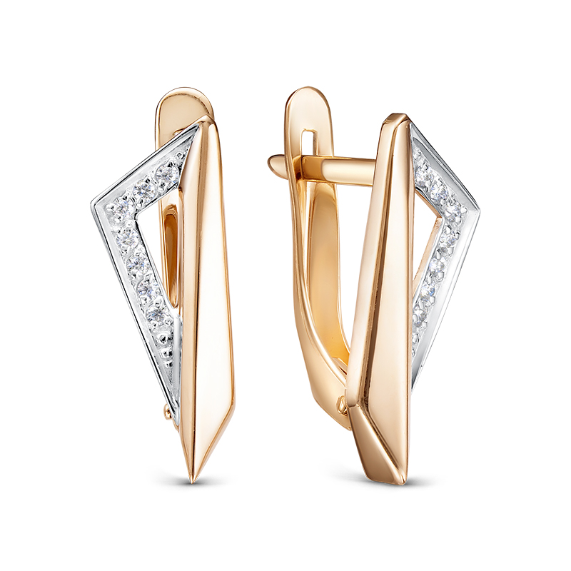 Серьги из золота с камнем Фианит фото, цены