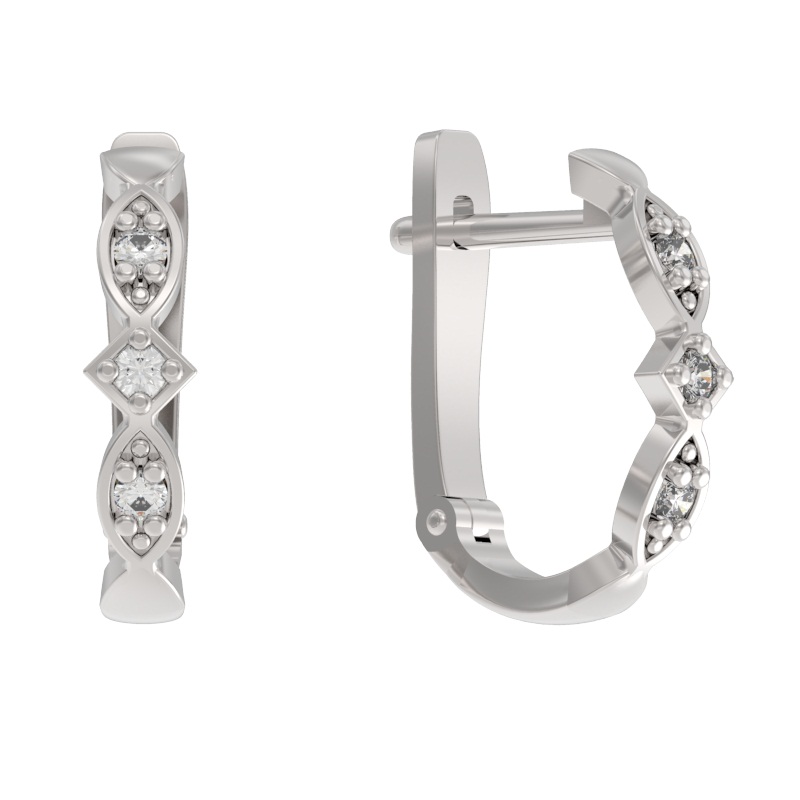 Серьги из серебра с камнем Фианит фото, цены