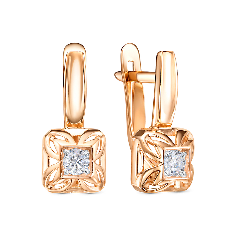 Серьги из золота с камнем Фианит фото, цены