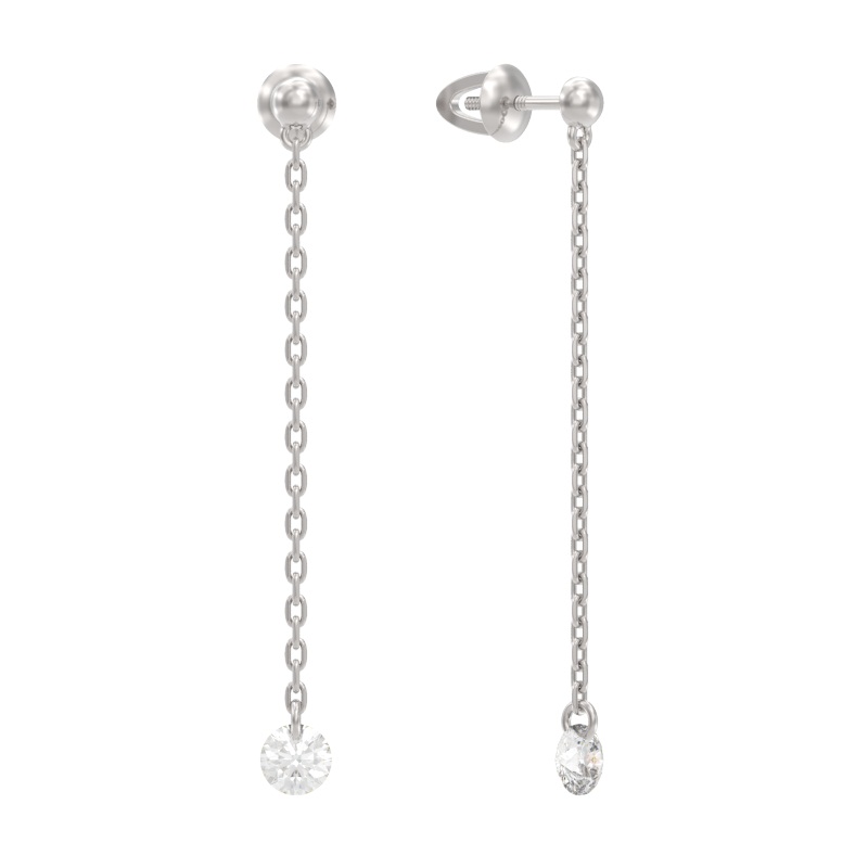 Пуссеты из серебра с камнем Фианит фото, цены