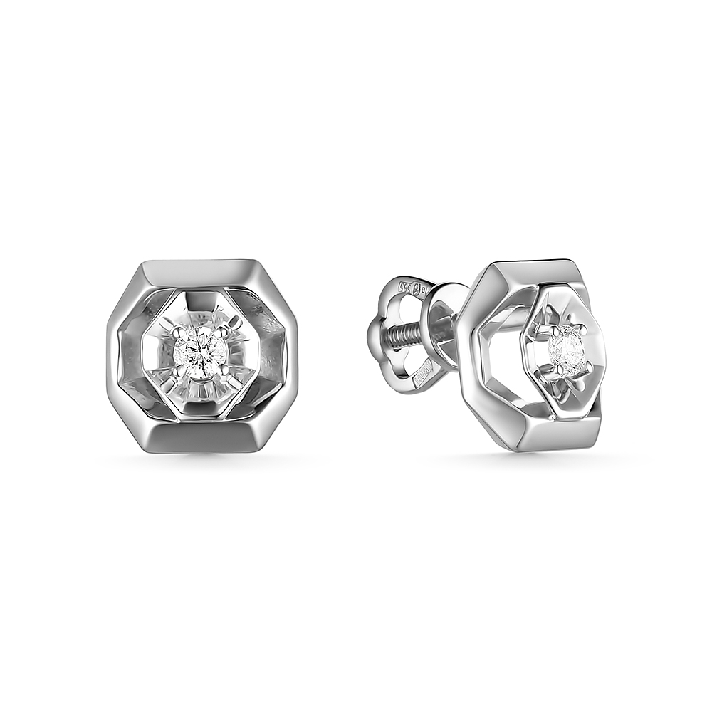 Пуссеты из золота с камнем Бриллиант фото, цены