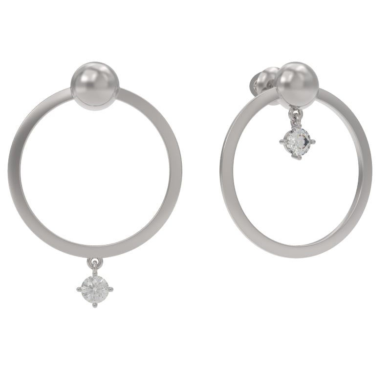 Пуссеты из серебра с камнем Фианит фото, цены