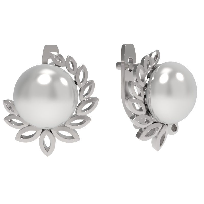 Серьга из серебра с камнем Жемчуг фото, цены