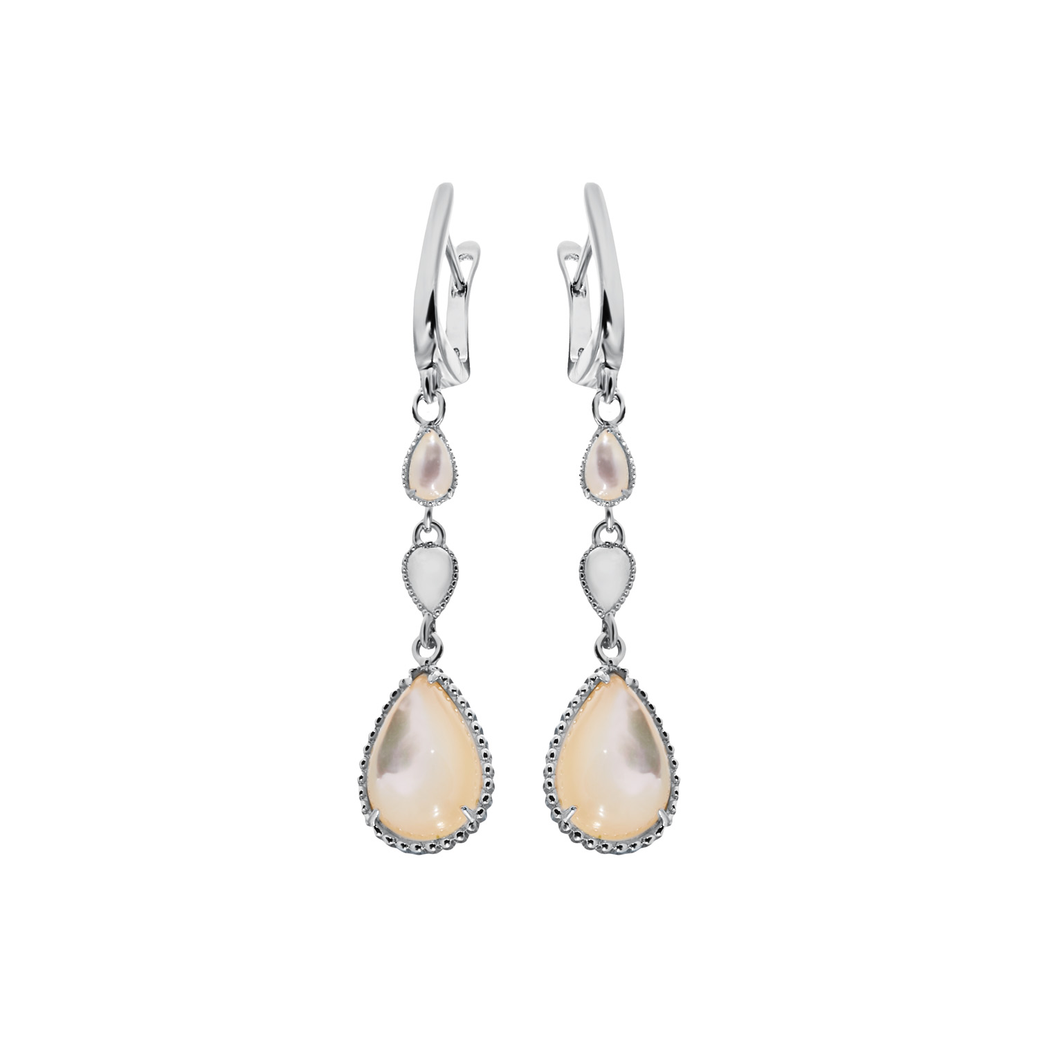 Серьги из серебра с камнем Перламутр фото, цены