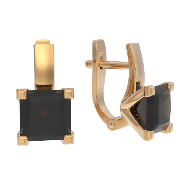 Серьги из золота с камнем Раух-топаз фото, цены