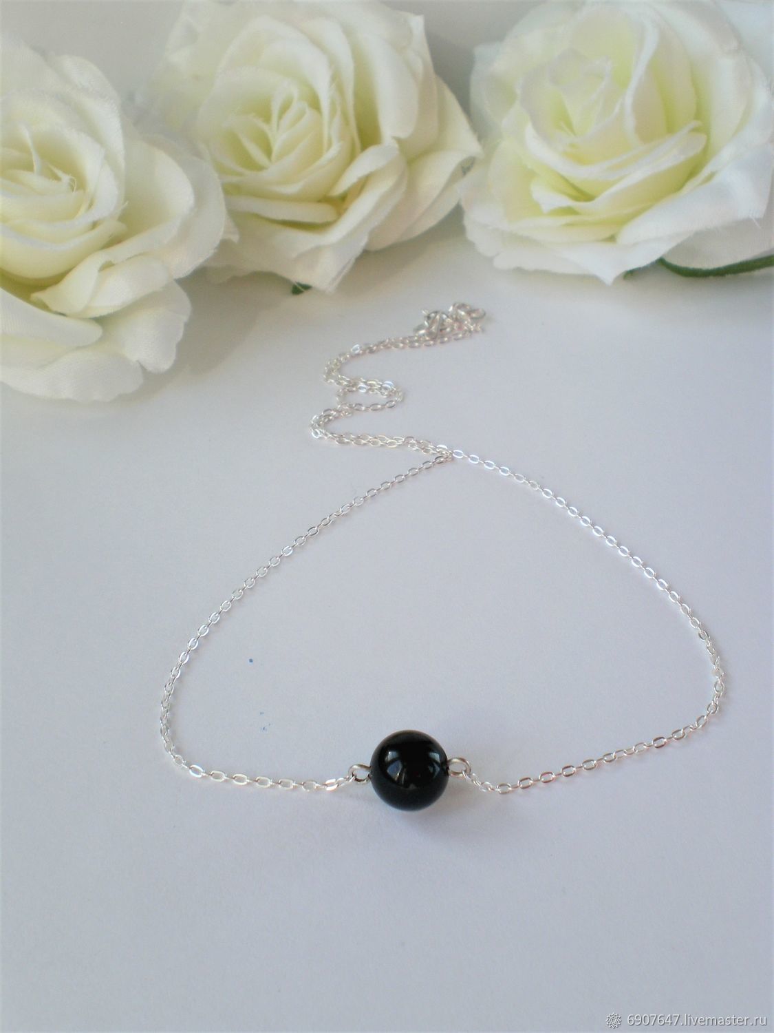 Колье из серебра с камнем Агат фото, цены