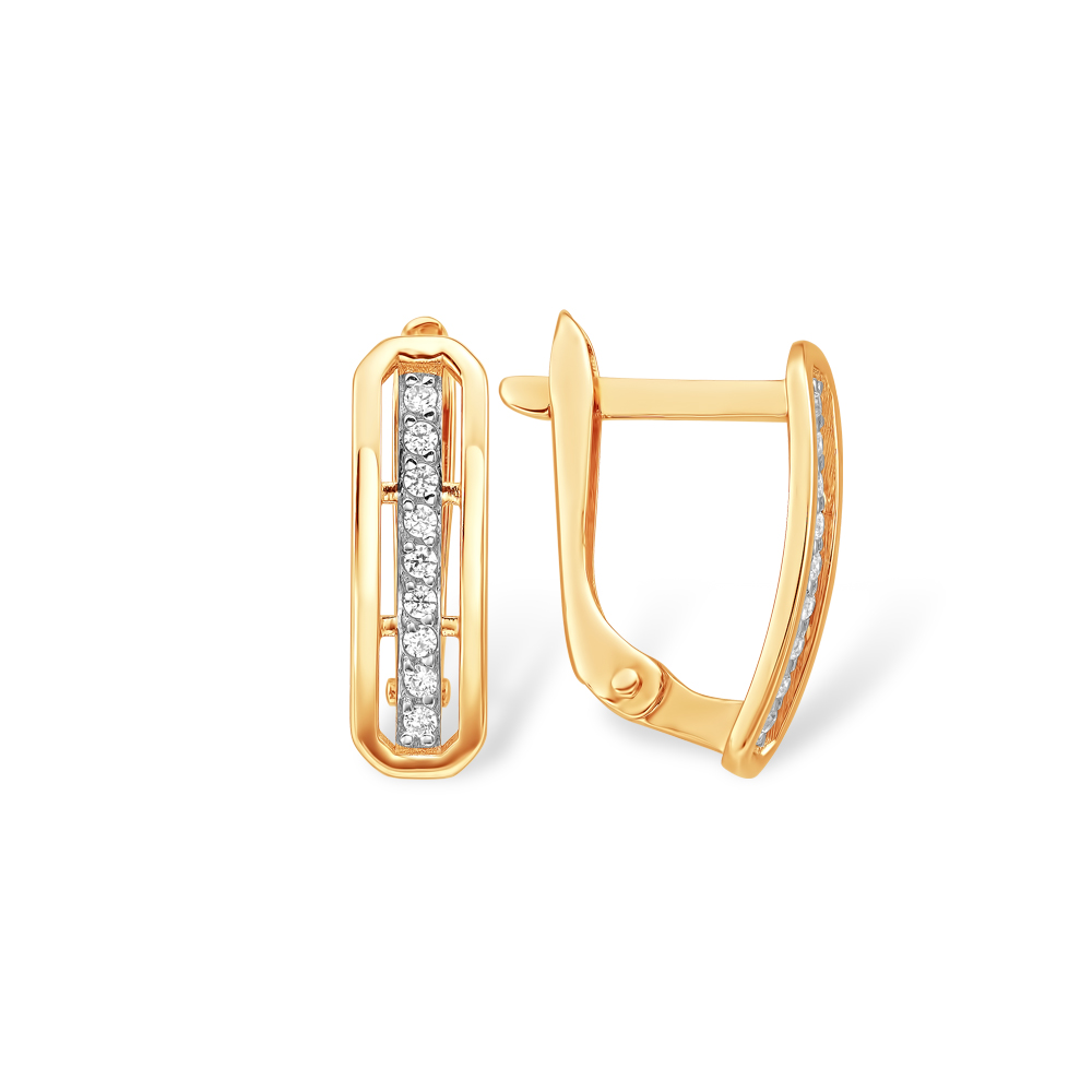 Серьги из золота с камнем Фианит фото, цены