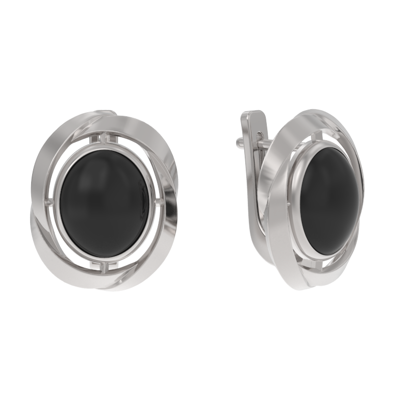 Серьги из серебра с камнем Агат фото, цены