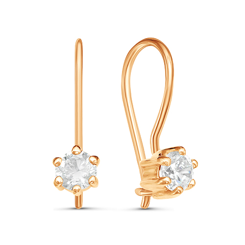 Серьги из золота с камнем Фианит фото, цены