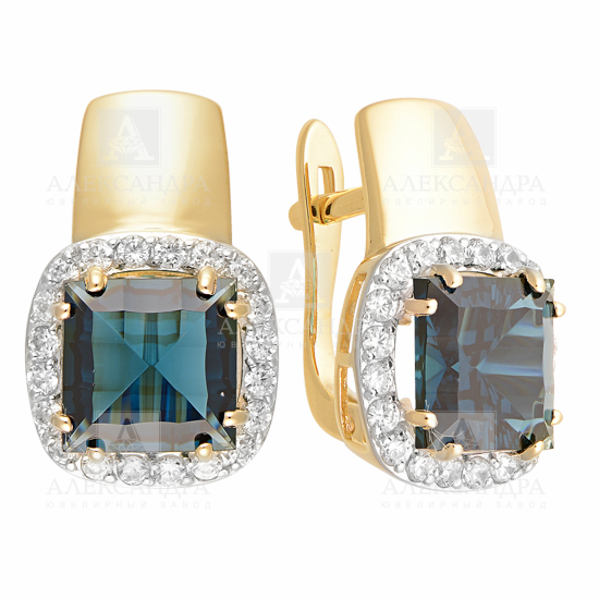 Серьги из золота с камнем Фианит, Ситалл фото, цены