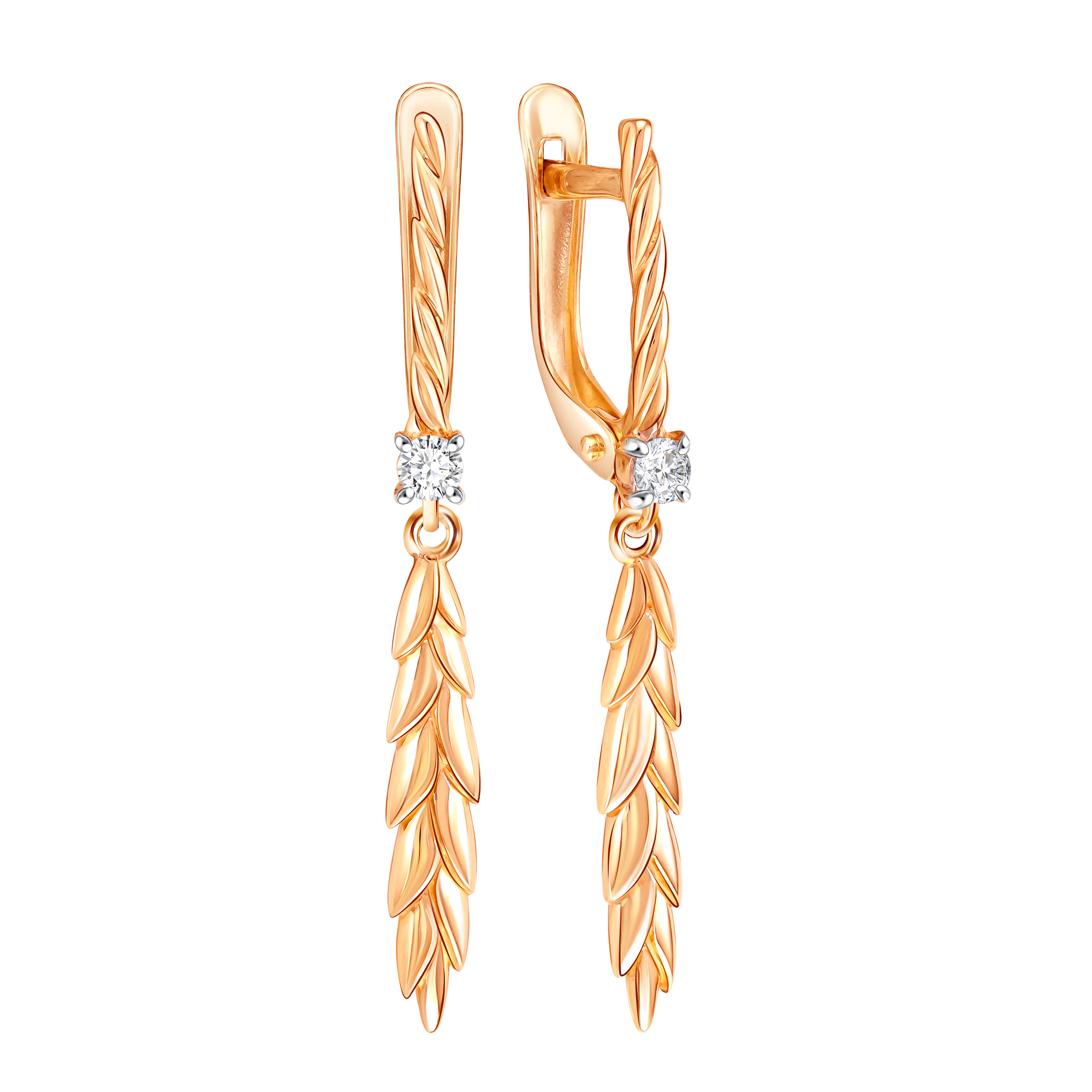 Серьги из золота с камнем Фианит фото, цены