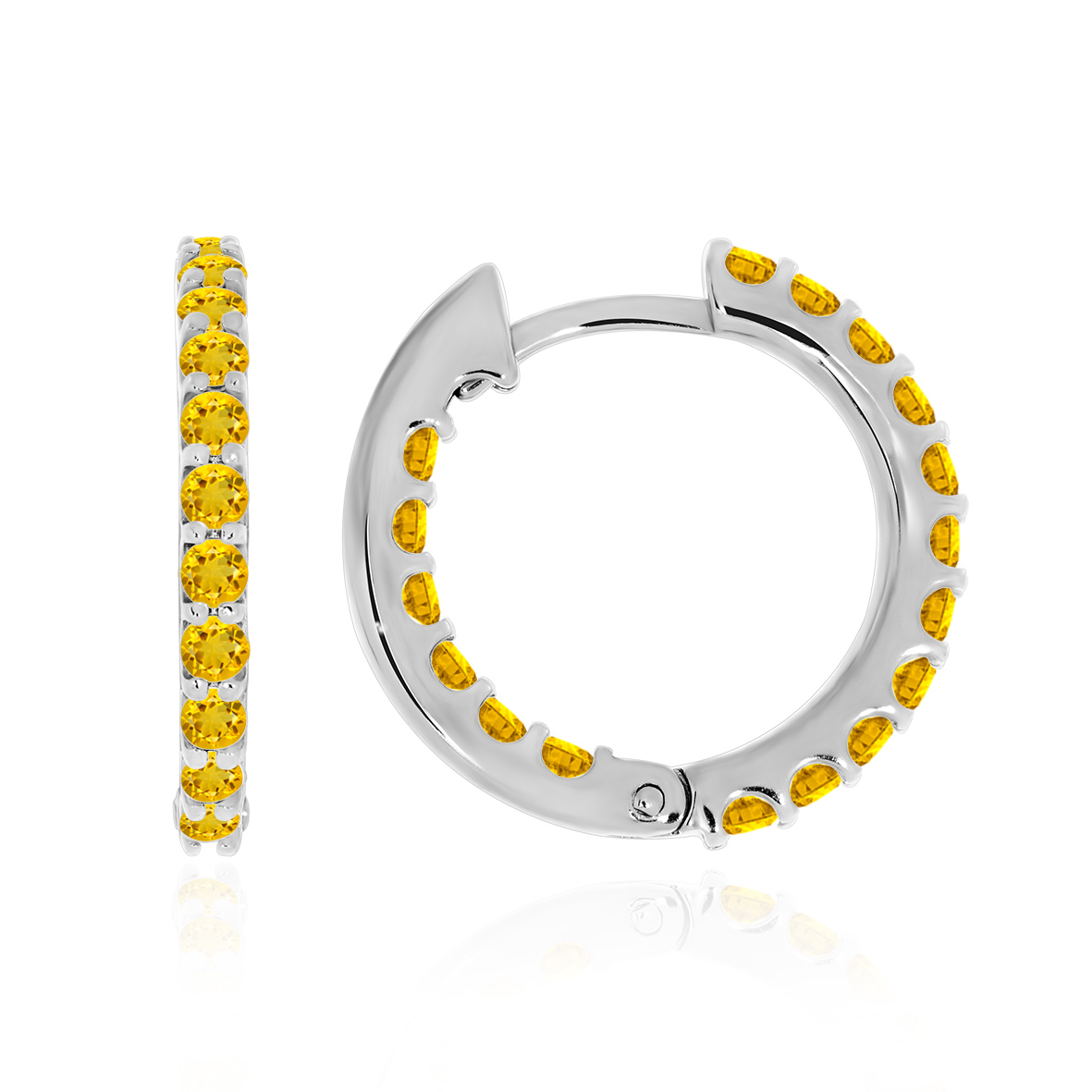 Серьги из серебра с камнем Цитрин фото, цены