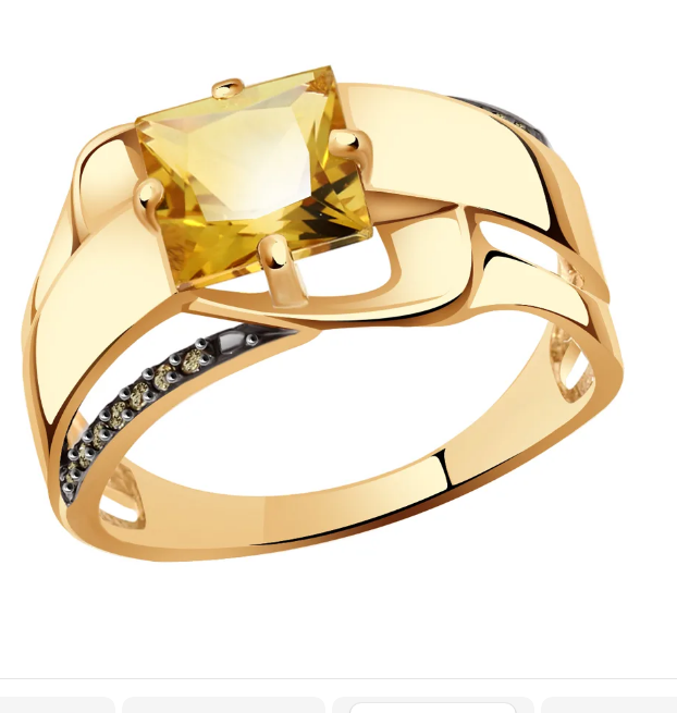Кольцо из золота с камнем Лондон топаз, Фианит фото, цены