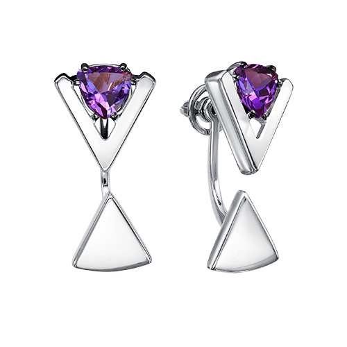 Пуссеты из серебра с камнем аметист фото, цены