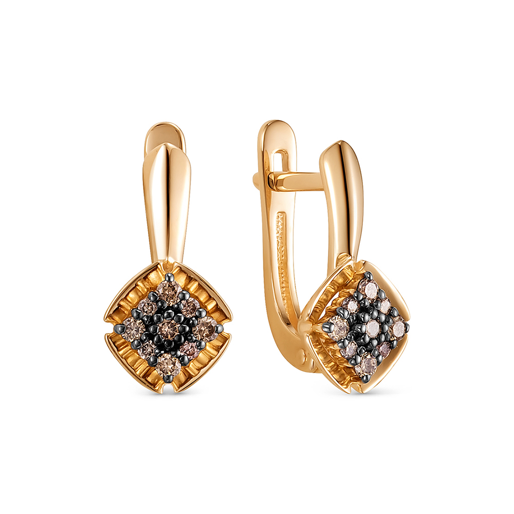 Серьги из золота с камнем Бриллиант фото, цены