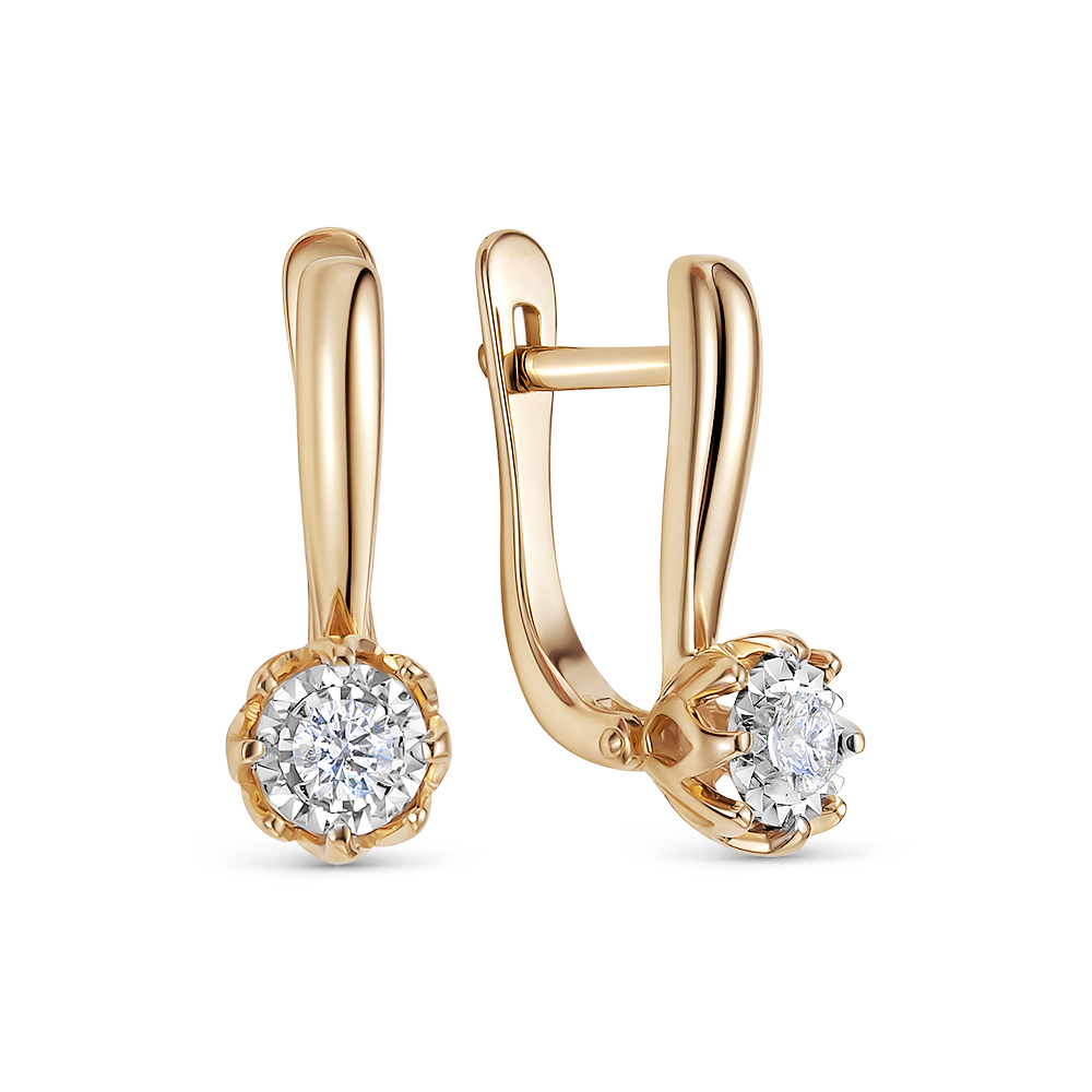 Серьги из золота с камнем Бриллиант фото, цены