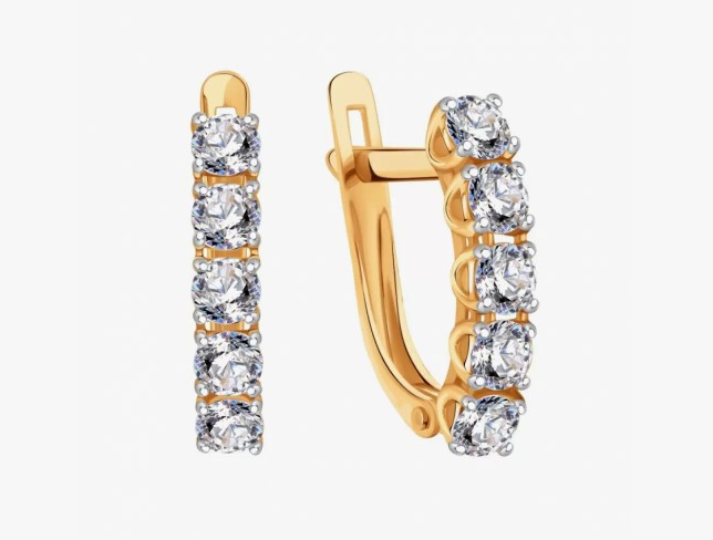 Серьги из золота с камнем Фианит фото, цены