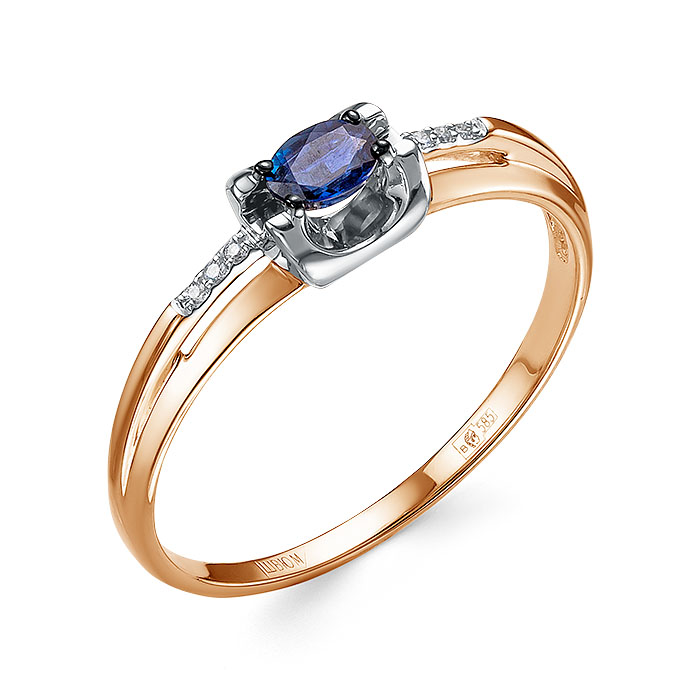 Кольцо из золота с камнем Бриллиант, Сапфир фото, цены