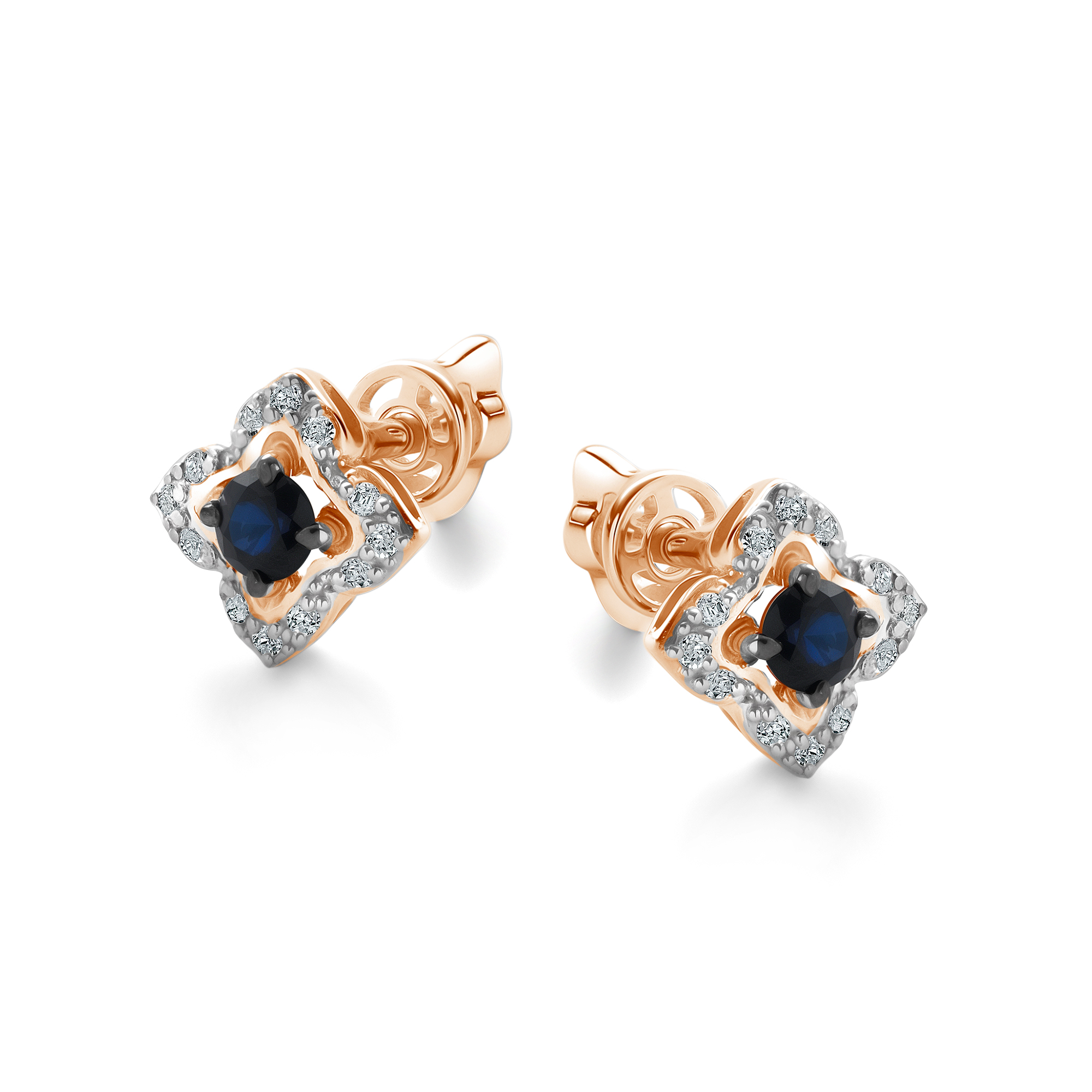 Пуссеты из золота с камнем Бриллиант, Сапфир фото, цены