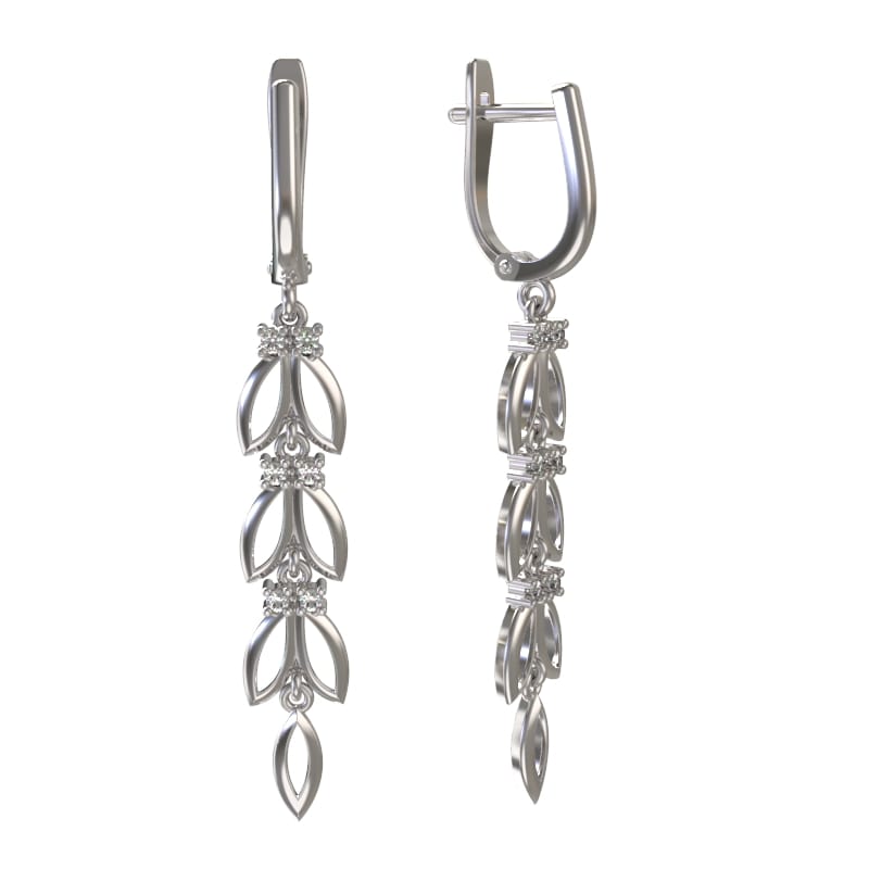 Серьги из серебра с камнем Фианит фото, цены