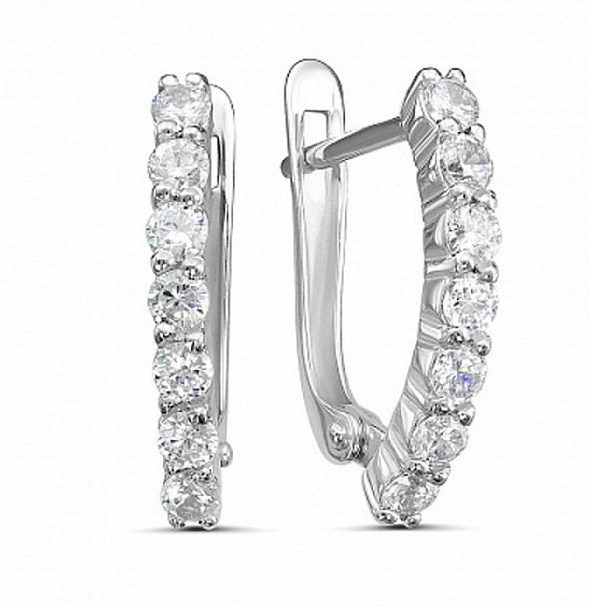 Серьги из серебра с камнем Фианит фото, цены