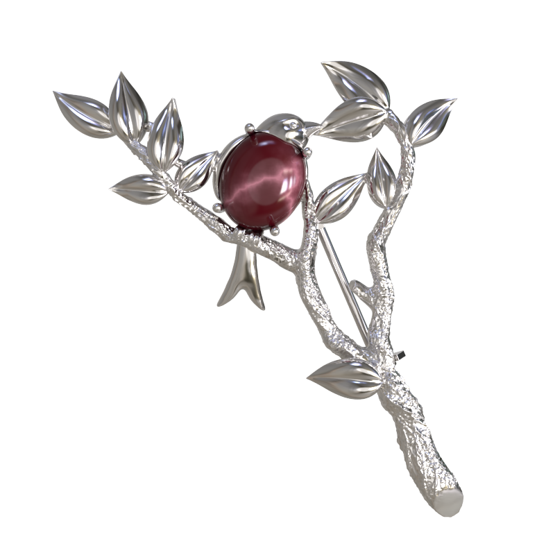 Брошь из серебра с камнем Кварц фото, цены