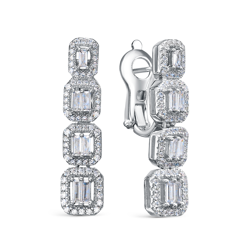 Серьги из серебра с камнем Циркон фото, цены