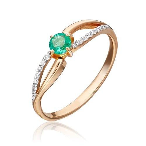 Кольцо из золота с камнем Бриллиант, Изумруд фото, цены