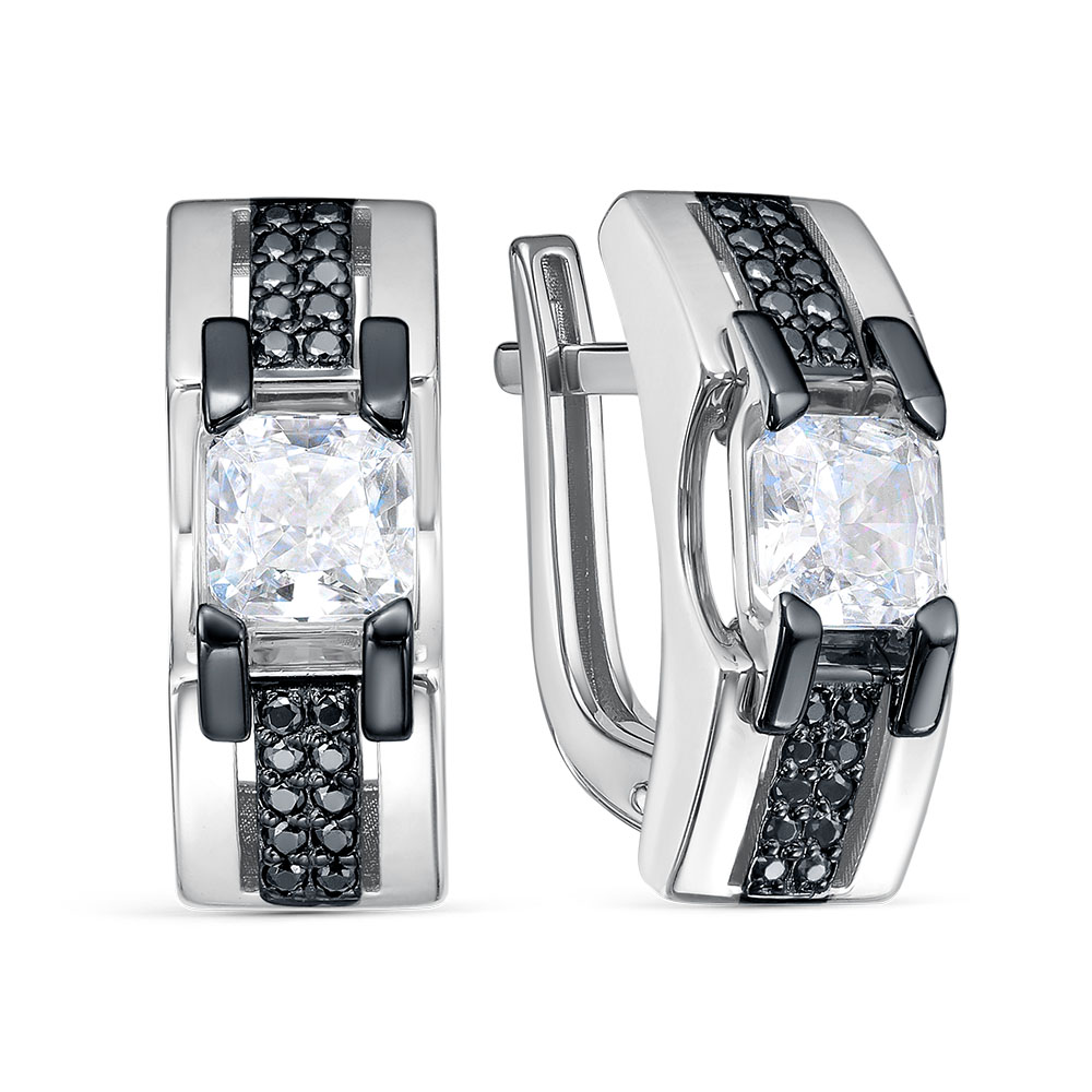 Серьги из серебра с камнем Фианит фото, цены