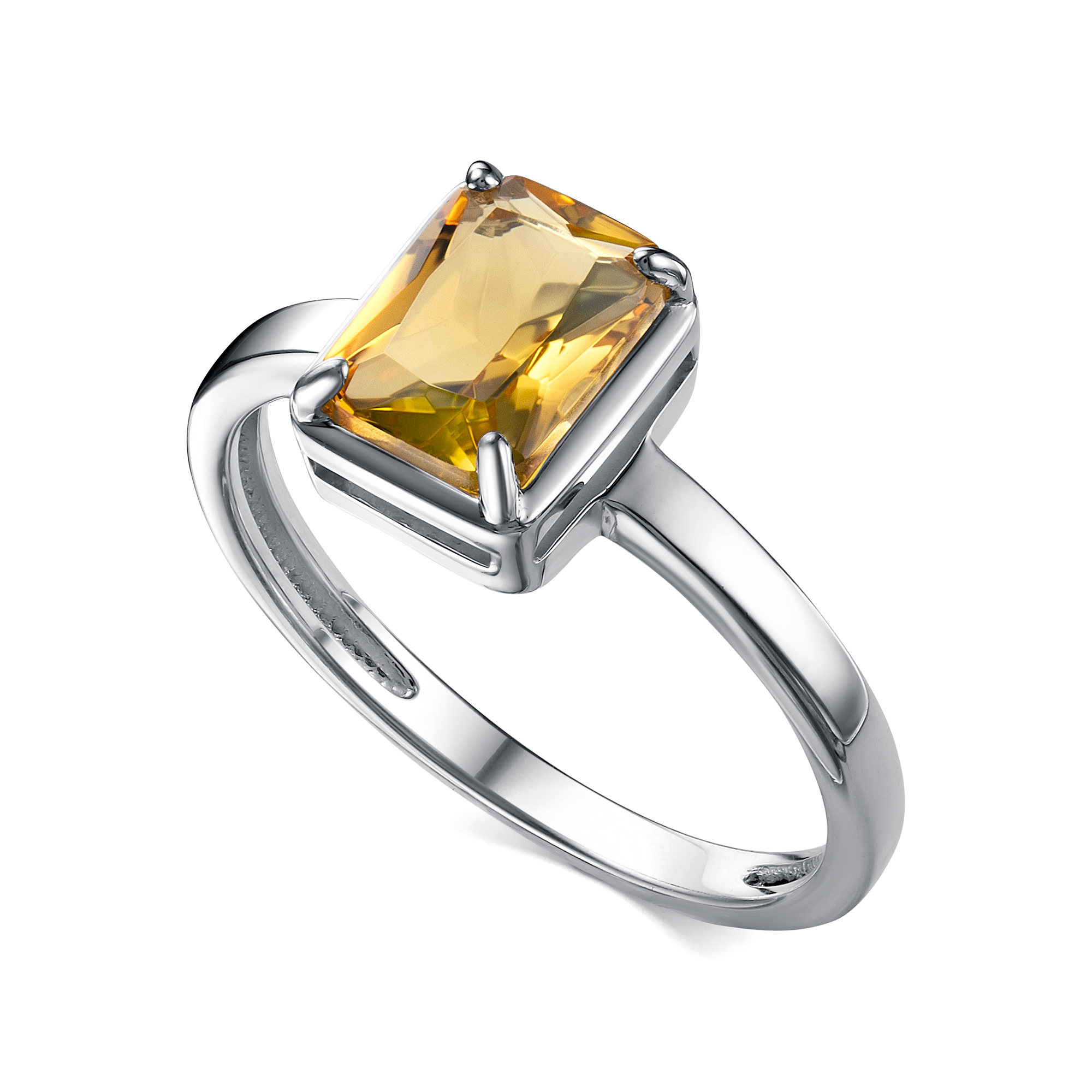 Кольцо из серебра с камнем Цитрин фото, цены
