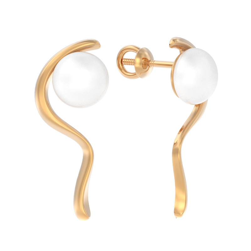 Пуссеты из золота с камнем Жемчуг фото, цены