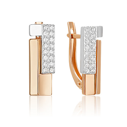 Серьги из золота с камнем Фианит фото, цены